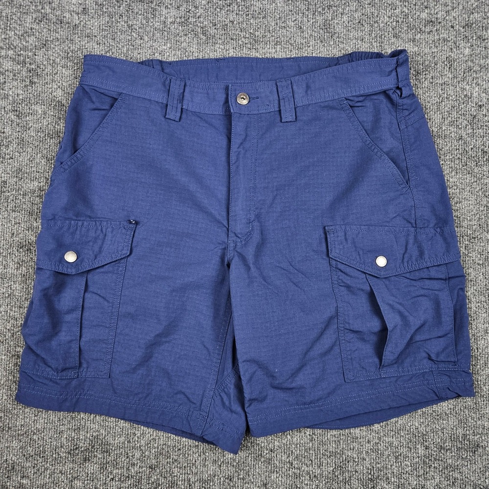 Duluth Trading Armachillo Cooling Cargo Shorts Men's 36 Blue Ripstop 9" Nylon